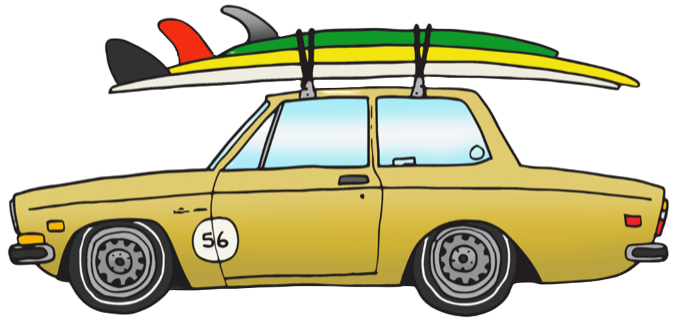 Vintage Volvo with Surfboards